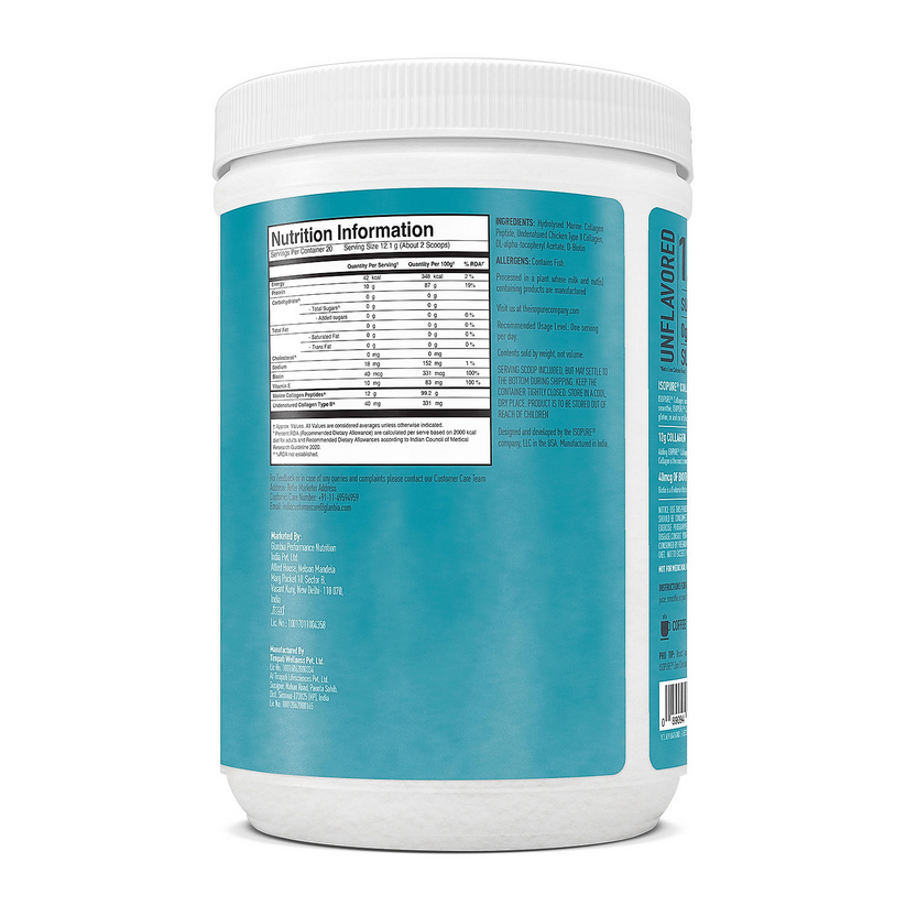 Isopure Collagen Peptides (12g/serve) with Type I,II & III Collagen (Unflavoured)- 250g