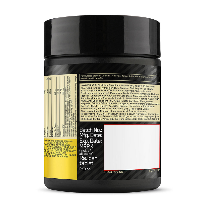 Multivitamin for MEN- 60 Tablets, 26 Vitamins & Minerals, Amino Acids & Anti-Oxidants