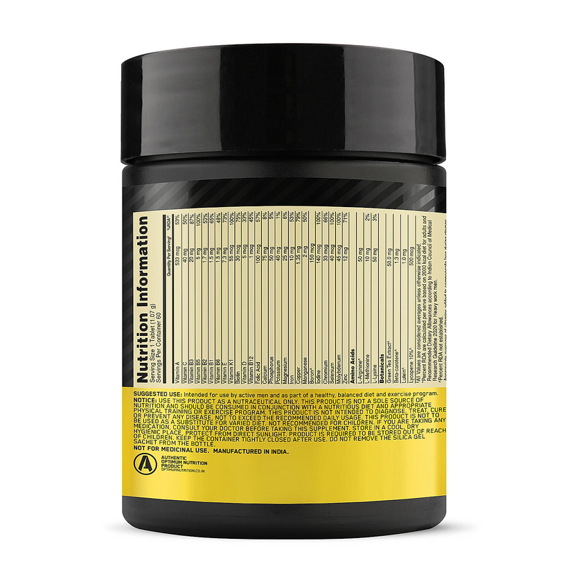 Multivitamin for MEN- 60 Tablets, 26 Vitamins & Minerals, Amino Acids & Anti-Oxidants