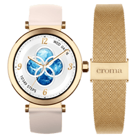 Croma VELCOITY GF Smartwatch with Bluetooth Calling (2025 Model, 1.32inches AMOLED Display, IP68 Waterproof, Rose Gold Strap)