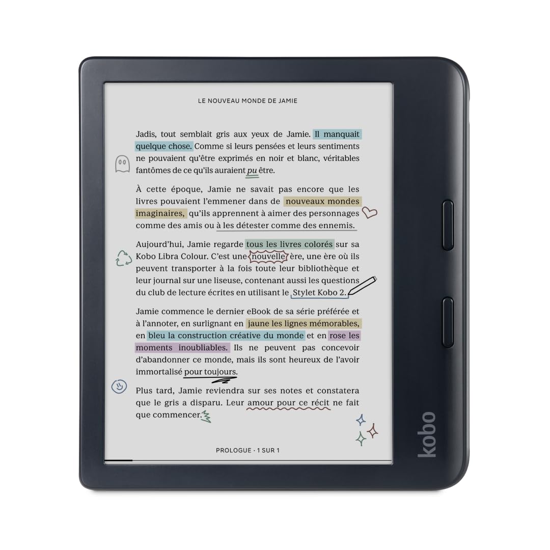 Kobo Libra Colour | eReader | 7” Glare-Free Colour E Ink Kaleido™ 3 Display | Dark Mode Option | Audiobooks | Waterproof | Black