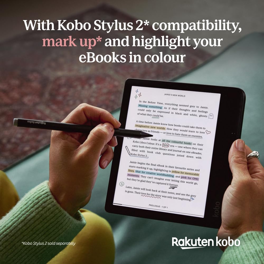 Kobo Libra Colour | eReader | 7” Glare-Free Colour E Ink Kaleido™ 3 Display | Dark Mode Option | Audiobooks | Waterproof | Black