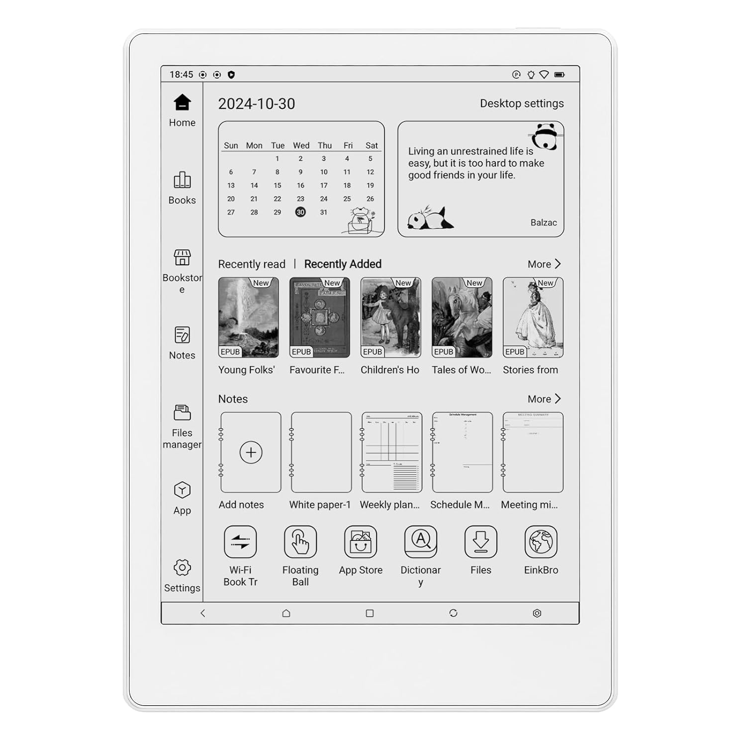Meebook M8 | 7.8" eReader | HD 300PPI Eink Screen | Octa-core 2.2Ghz | 4+64G | 1TB TF Slot Expansion | Android14 | WiFi | BT5.2 | Double Microphone/Speakers | G-Sensor | Support Google Play | White