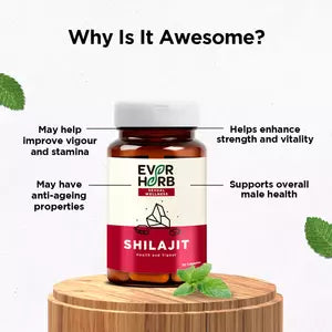 Everherb (By Pharmeasy) Shilajit 500mg-Vigour Improvement-Strength & Stamina For Men-Bottle Of 60